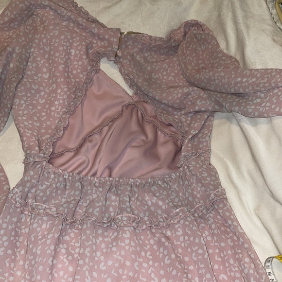 🔥Rue 21 large dress chiffon, light pink V-neck cute out back  mini dress - Picture 12 of 14